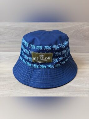 Allagash Brewing Company Blue Bucket Hat Leaf Pattern Size Medium